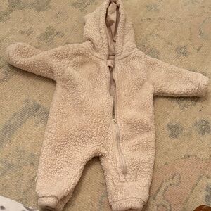 Cozy Cream Hooded Baby Onesie